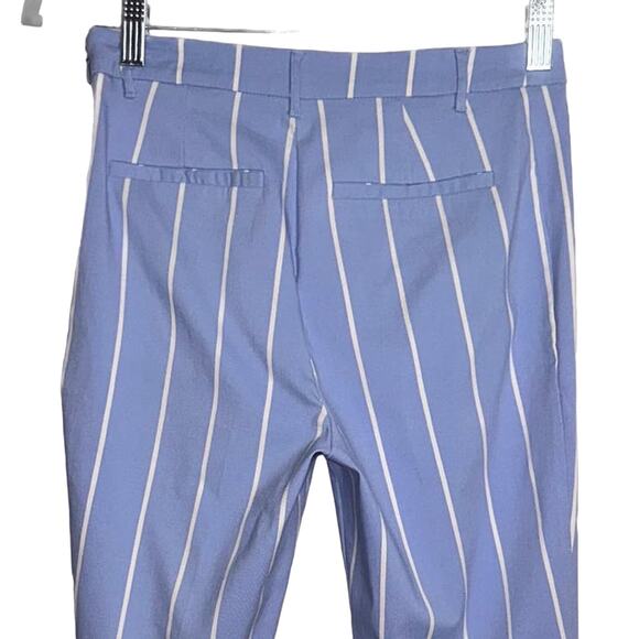 Forever 21 Light Blue & White Striped Pants Stretch Trousers Sz Medium Nautical - Picture 7 of 11